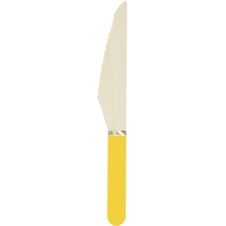 8 Couteaux en Bois Jaune Curry/Or