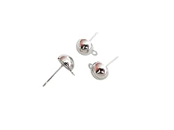 2 Paires boucles d'oreilles puce boule avec boucle 11*8mm argenté