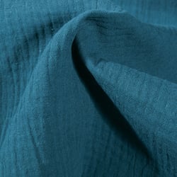 Tissu Double gaze de coton uni Bleu paon