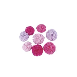 Soft Tulle Pompons assortis, tons rose foncé, ø4cm+ø5cm, Boite 8 pces