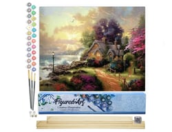 Peinture par Numéro Figured'Art - Au Royaume des Fées - Kit de Loisir Créatif DIY Numéro d'Art Complet - 40x50cm toile roulée + châssis en bois à monter