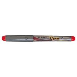 Lot de 12 stylos plume jetables PILOT V-Pen - Encre rouge - Pointe moyenne 0,4 mm - Non rechargeable
