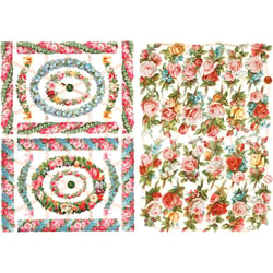 Découpes vintage, petites fleurs, feuille 16,5x23,5 cm, 2 flles/ 1 Pq.