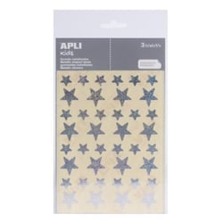 Apli Agipa - Gommettes étoile 12 et 20mm Holographique argenté x 120