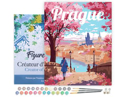 Peinture par Numéro Figured'Art avec Cadre - Affiche de voyage Prague en fleurs - Kit de Loisir Créatif DIY Numéro d'Art Complet - 40x50cm toile tendue sur châssis