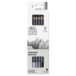 6 crayons fusain - Doux - Moyen - Dur - Winsor et Newton - Studio Collection