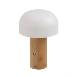 Lampe LED champignon en bambou naturel