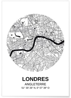 Affiche Carte Londres | A3 : 29,7x42cm