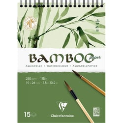 Carnet - Aquarelle - 19 x 26 cm - Spirale - 15 feuilles - Clairefontaine - Bamboo