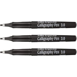 Lot de 3 feutres - Noir - Calligraphie - Pointe fine de 3mm - Artline - Calligraphy Pen