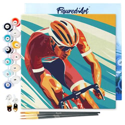 Mini Peinture par Numéros Figured'Art 20x20cm avec cadre Affiche sportive Cyclisme - Petit Format
