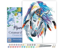 Peinture par Numéro Figured'Art avec Cadre - Cheval de Fête - Kit de Loisir Créatif DIY Numéro d'Art Complet - 40x50cm toile tendue sur châssis