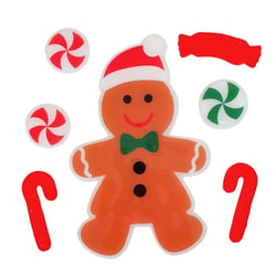 Déco de Noël fenêtre Gel vitrostatique Bonhomme pain d'épices 7 pièces