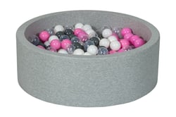 Piscine à balles Aire de jeu + 300 balles blanc, transparent, rose clair, gris - Velinda