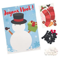 Kit de Noël Tableau en pompons Bonhomme de neige 15 x 21 cm