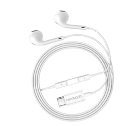 Mayaxess Écouteurs Filaires pour Pixel 9a USB-C avec Micro intégré Blanc