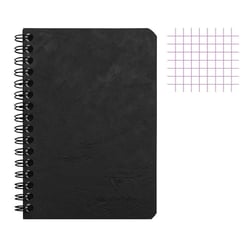 Carnet - 9x14 cm - Petits carreaux - 100 pages - Couverture noir - Spirale