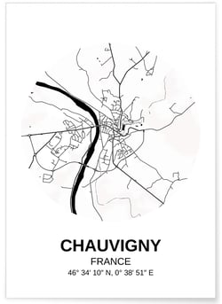 Affiche Carte Chauvigny | A3 : 29,7x42cm