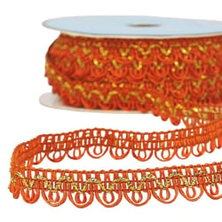 Bobine 25m Galon robe fil métallisé Orange 14mm