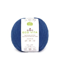 Fil de coton recyclé ECO VITA pour tricot et crochet - 100GR - DMC 107 Bleu royal