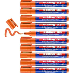 Lot de 10 marqueurs permanents - EDDING - Orange - Pointe biseau 1-5 mm