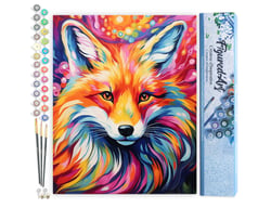 Peinture par Numéro Figured'Art - Renard Coloré Abstrait - Kit de Loisir Créatif DIY Numéro d'Art Complet - 40x50cm sans châssis en bois