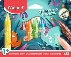 12 Crayon cire Maxi Jungle Fever - Maped - Rouge