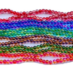 6 Fils de 130 perles de verre transparent deux couleurs 6 mm Coloris assorties