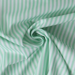 Tissu Coton imprimé  rayé Lisalou sur fond Vert pastel - Au mètre