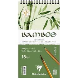 Carnet - Aquarelle - 13,5 x 25 cm - Spirale - 15 feuilles - Clairefontaine - Bamboo