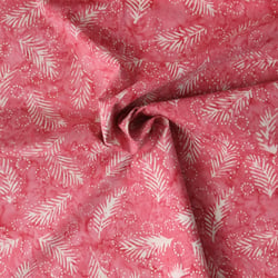 Tissu Coton imprimé Batik Lianys sur fond Rose - Au mètre
