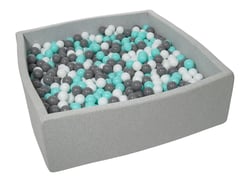 Piscine à balles pour enfant, 120x120 cm, Aire de jeu + 1200 balles blanc, gris, turquoise - Velinda