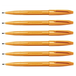 Lot de 6 stylos feutres pointe moyenne - Pentel - Ocre - Sign Pen S520-Y