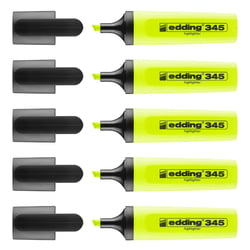 Lot de 5 surligneurs - EDDING - Jaune - Pointe biseautée 2-5 mm - Rechargeable