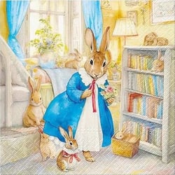 4 serviettes en papier découpage collage 33 cm LAPIN LIBRAIRIE A 220