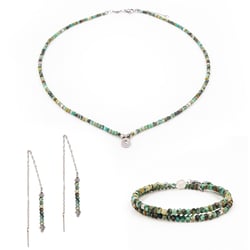 Collier, bracelet et boucles d'oreilles Lumia en pierres Turquoise Africaine - Sloya