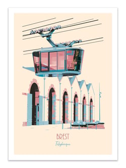 Affiche 30 x 40 cm - Brest Téléphérique - Artmoric