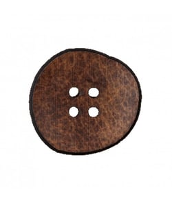 Carte de 2 boutons Recyclé cuir 20mm motif brut - Union Knopf Marron