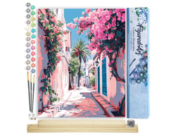 Peinture par Numéro Figured'Art - Ruelle fleurie - Kit de Loisir Créatif DIY Numéro d'Art Complet - 40x50cm toile roulée + châssis en bois à monter