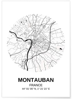Affiche Carte Montauban | A3 : 29,7x42cm