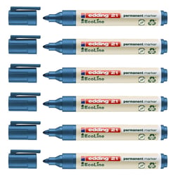 Lot de 6 marqueurs permanents - EDDING - Pointe ronde 1,5-3 mm - Bleu - EcoLine