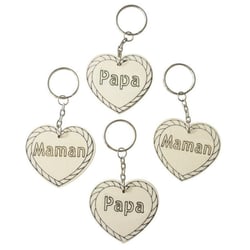 Graine Créative - Porte-clés Maman Papa en bois (10 pièces)