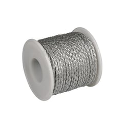 Bobine 19m Cordelière tressée aspect skaï 3mm argenté