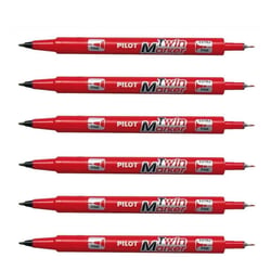 Lot de 6 marqueurs permanents PILOT Twin Marker Begreen - Rouge - Pointe ogive fine et moyenne