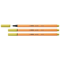 Lot de 3 feutres à pointe fine 0,4 mm - STABILO - Point 88 - Jaune moutarde