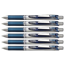 Lot de 6 stylos roller encre gel rétractable Pentel Energel BL77 Pointe 0,7 mm bleu nuit