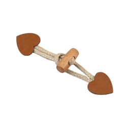 Lot de 4 brandebourgs coeur simili cuir marron havane 2,4cm x 10cm
