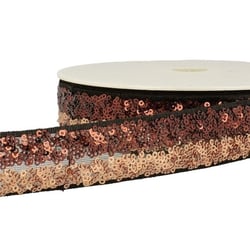 Bobine 13m Galon paillettes bicolore 32mm Marron/Champagne
