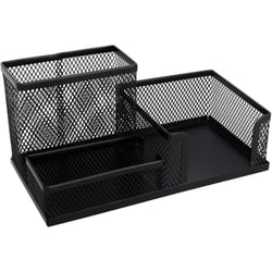 Organiseur de bureau - 3 compartiments - Métal - Noir - Pour le bureau