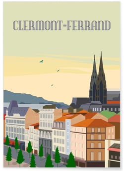 Affiche ville Clermont Ferrand 2 | A3 : 29,7x42cm